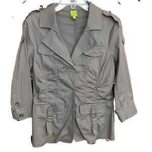 Adam Jacobs Lightweight Gray‎ Utility Style Cropped Jacket Women's Size S